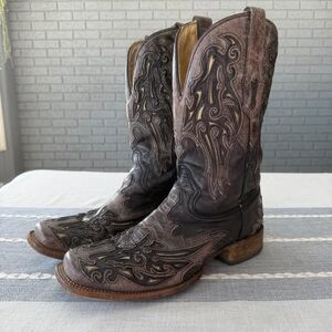 Mens Corral Leather Western Boots Size 10